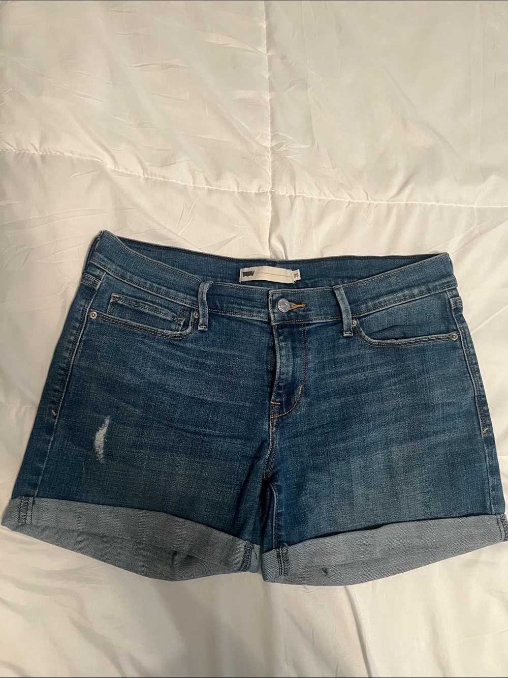 Levi's Medium Blue Cuffed Jean Shorts